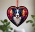 Border Collie Stained Glass Effect Heart Suncatcher